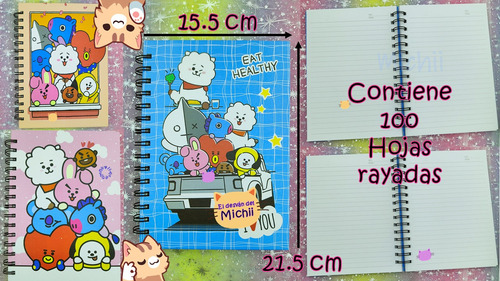 Kit Kawaii Bts Bt21 , 1 Libreta + 6 Plumas Gel + 1 Folder :)