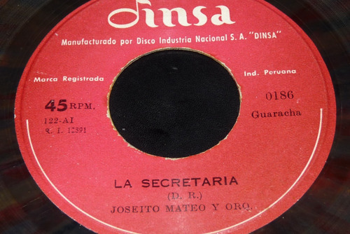 Jch- Joseito Mateo Y Orq. La Secretaria Salsa 45 Rpm