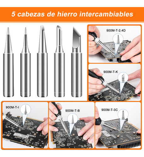 Kit De Soldador Eléctrico Con Temperatura Regulable 60w Soldadura Para Cautin Estaño Multímetro Digital
