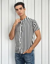 Comprar Camisa Manga Corta Con Rayas Verticales, Atrevido.