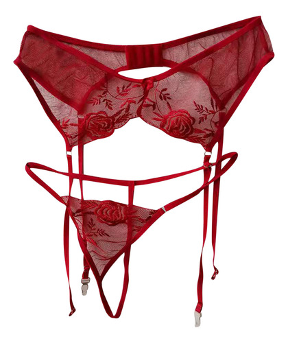 Bragas Bordadas De Flores De Encaje Para Mujer, Liguero