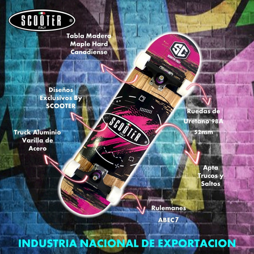 Imagen 3 de 9 de Skate Profesional Scooter Italy Maple Canadiense Aluminio