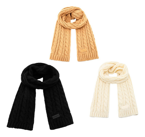 Bufanda Trendy Tejido Trenzado Elegante Estilo Clásica Camel Liso