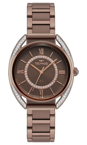 Relógio Feminino Technos Elegance Crystal Marrom 2035mre/4m