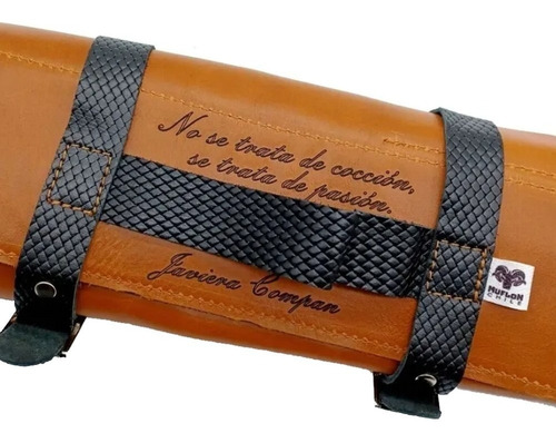 Imagen 4 de 9 de Bolso Porta 10 Cuchillos Cuero Cocina Parrilla + Grabado
