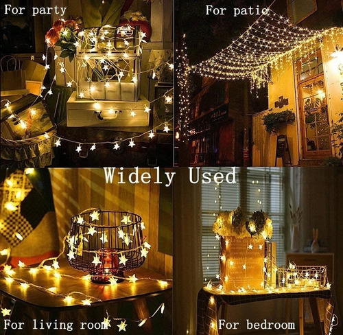 Imagen 2 de 6 de Cortina Serie De Luces Con 6m 40led Estrella Luz Cadena
