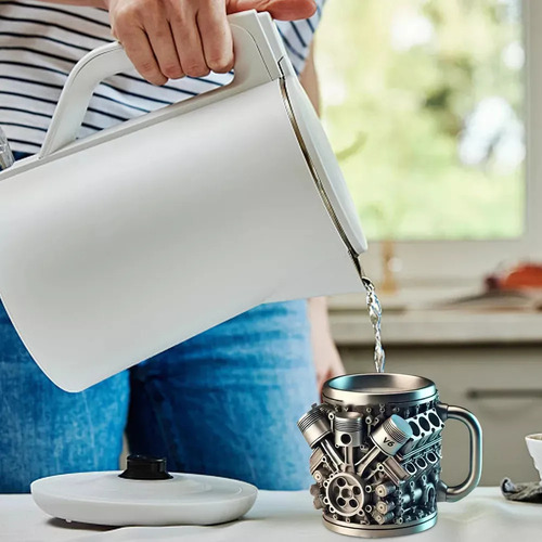 N Taza De Acero Inoxidable Con Motor V8, Tazas Realistas