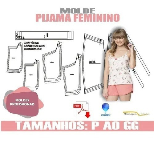Molde Pijama Feminino P Ao Xg Envio Por Correios