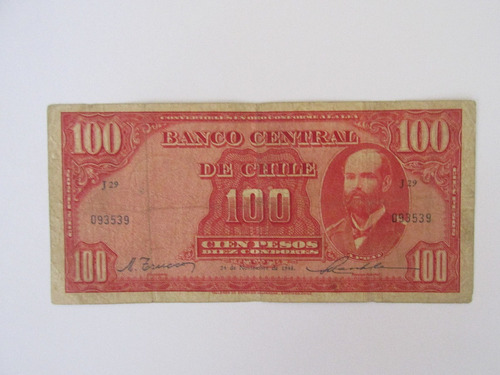 Billete Chile 100 Pesos Firmado Trucco- Maschke  1948