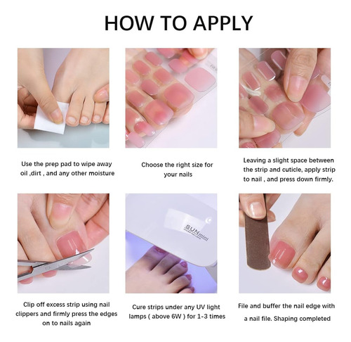 Tiras De Gel Semicuradas Para Uñas De Los Pies, Calcomanías