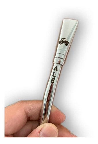 Imagen 1 de 8 de Bombilla De Acero Inoxidable Personalizada - Grabado Láser