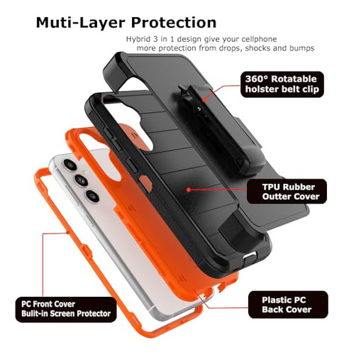 Funda Para Galaxy S23 Fe 5g Negro/naranja Plastico