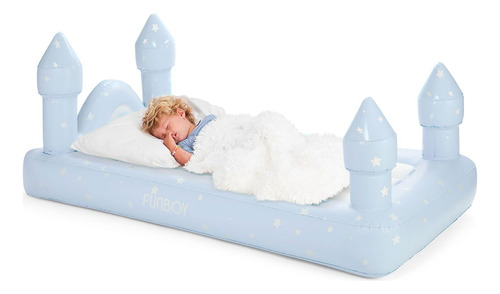Cama Y Colchón De Aire Para Niños Azul Individual Portátil