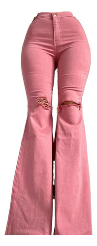 Pantalones Vaqueros Con Cintura Media Acampanada Para Mujer,
