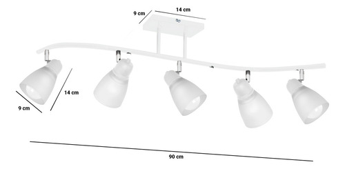 Aplique 5 Luces Led Tulipa Vidrio Barral Techo Moderno E27 Estructura Blanco/Cromo