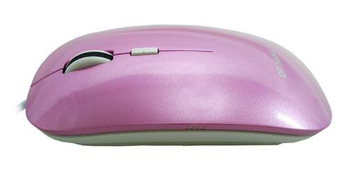 Mouse Óptico Slim Lente Dupla Rosa C/ Branco - Usb