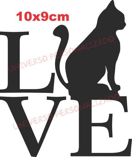 2 Adesivo Love Amo Gato Cat Carro Moto Parede Recorte 10x9cm