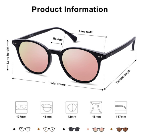 Sojos Gafas De Sol Polarizadas Clásicas Redondas Pequeñas Y