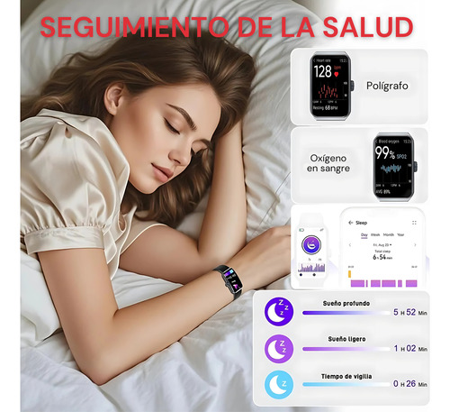 Smartwatch Reloj Inteligente Bluetooth 1.47'' Malla Silicona Plateado Negro Negro Negro