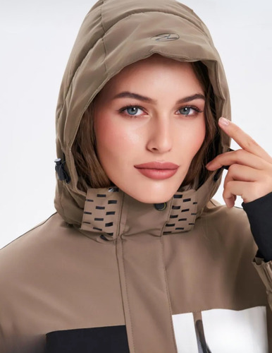 Campera Ski Snowboard Mujer Trampa De Nieve Impermeable Beige Oscuro Xl