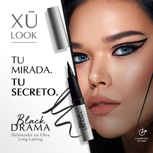 Delineador De Ojos Fibra Black Drama Larga Duracion Xulu