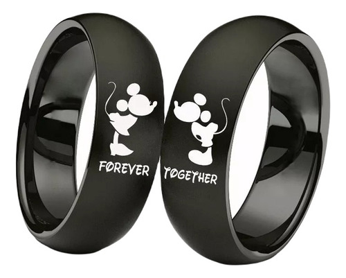 Set 2 Anillos Pareja Mickey & Minnie Regalo Acero Inoxidable