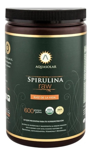 Spirulina Raw 600 G Polvo 100% Orgánico Aquasolar