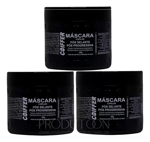 Kit Com 3 Máscara Pós Selante E Pós Progressiva 350g Coiffer
