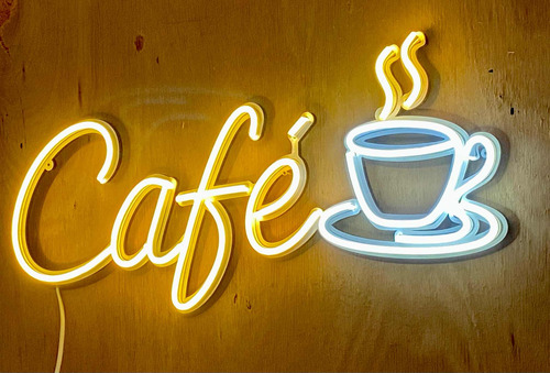 Luminoso Neón Led Café Y Taza - Xl 80cm C Envío