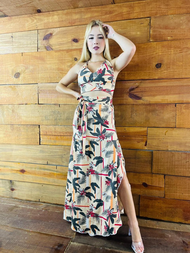 Imagem 5 de 6 de Saia Longa Feminina Fenda Conjunto Cropped Alcinha Blogueira