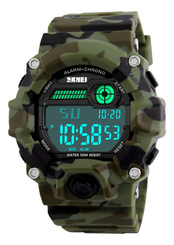 Relógio masculino Skmei militar digital 1197 A prova d` água, Cor Verde camuflado