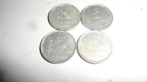 4 Monedas Argentina 5 Centavos Serie 1970/72/73/74