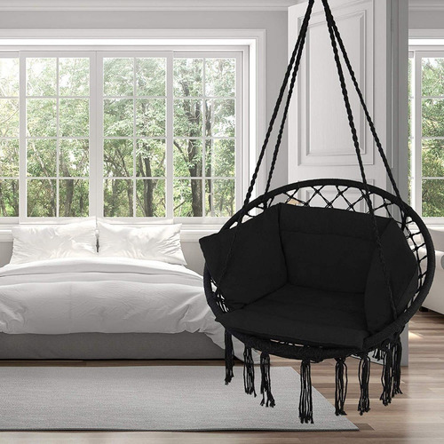 Imagen 2 de 10 de Hamaca Sillon Columpio Macrame Colgante Interior Exterior