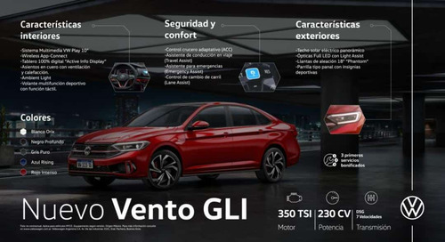 Imagen 13 de 20 de Volkswagen Vento 2023 2.0 Tsi Gli 211cv App Connect + Nav