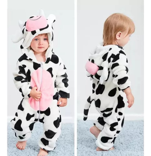 Pijama Mono Capucha Mameluco Bebé Patrón Vacas Cosplay Niña