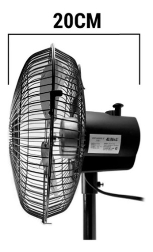 Ventilador de Pie Eiffel E-510 negro con 3 palas color gris de chapa, 10" de diámetro 220 V