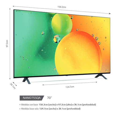 Imagen 3 de 3 de Tv LG Nanocell 70 4k Smart Thinq Ai 70nano75sqa (2022)