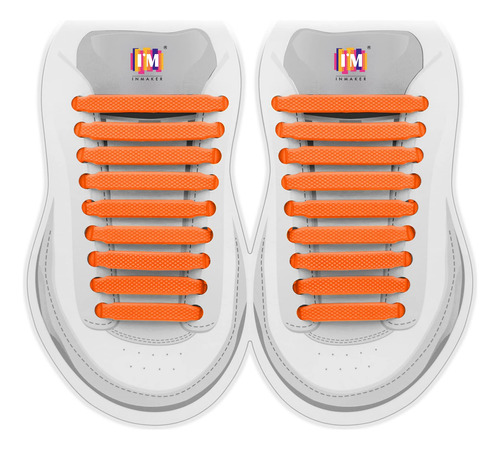 Cordones Para Zapatillas De Niños Elastico Silicona Naranja 
