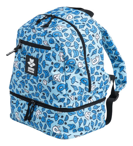 Mochila Natación Arena Friends Azul Pileta Niños Infantil Jr Color Turquesa/azul Diseño De La Tela Estampada
