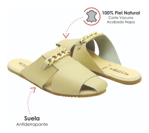 Imagen 4 de 9 de Zapatos Flat Dama Piel Felipe Rentería Mule Punta Cuadrada