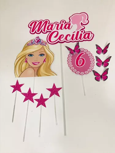 Topo De Bolo Personalizado Aniversário Barbie