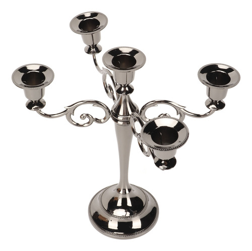 Candelabro Negro De Metal Con 5 Brazos, Elegante, Resistente