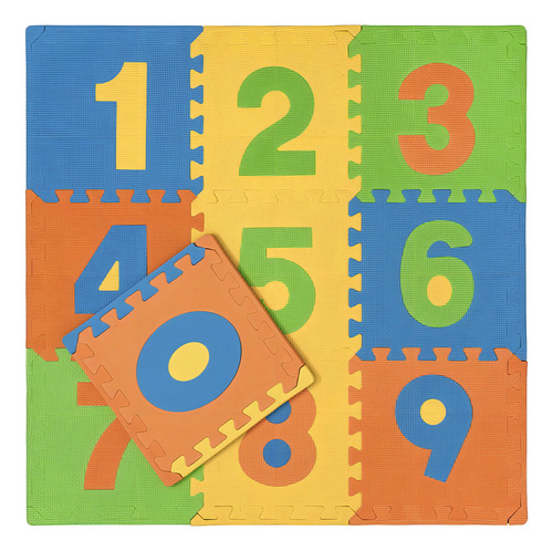 Piso Goma Eva Numeros 30x30cm 10 Piezas Color Multicolor