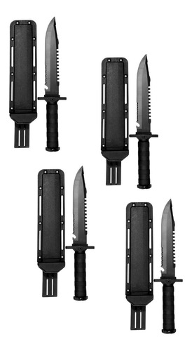 Pack4 Cuchillo Tactico Lt Monte Militar Negro T. Rambo Swat 