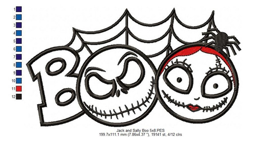 Matriz Para Bordados Maquina Halloween Boo Skellingtons 3037