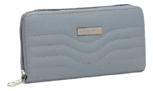 Billetera Trendy Mujer Cuero Pu Espacios Para Tarjetas Color Jean Diseño De La Tela Liso