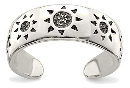 Anillo Para Pie - Solid Sterling Silver Antiqued Sun Toe Rin