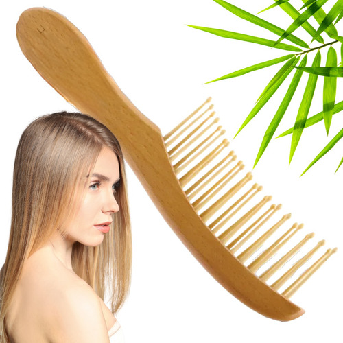 Peine Natural Bambú Cerdas Anchas Ecológico Cabello Sano