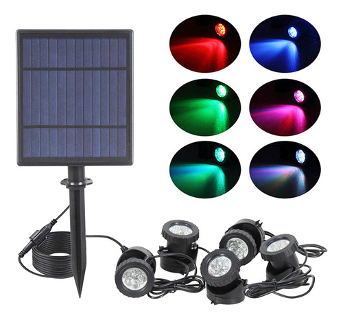 Luzes Subaquáticas Led Solar Piscina Ip68 À 5 Lâmpadas