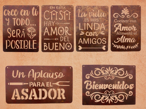 Cartel Chapa Oxidada Con Frase Colgante Deco - Disentino
